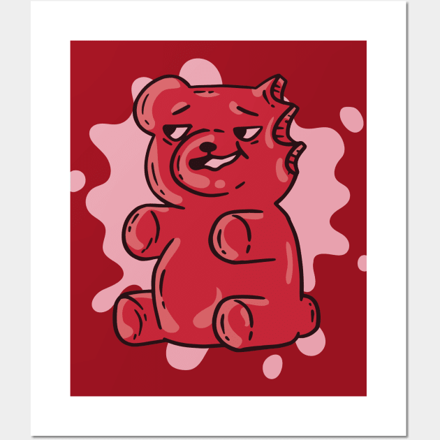 Funny Gummy Bear with a Bite Wall Art by SLAG_Creative